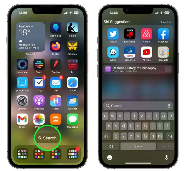 卫辉苹果手机维修分享升级到 iOS 16 后，如何删除主屏幕上的搜索按钮 